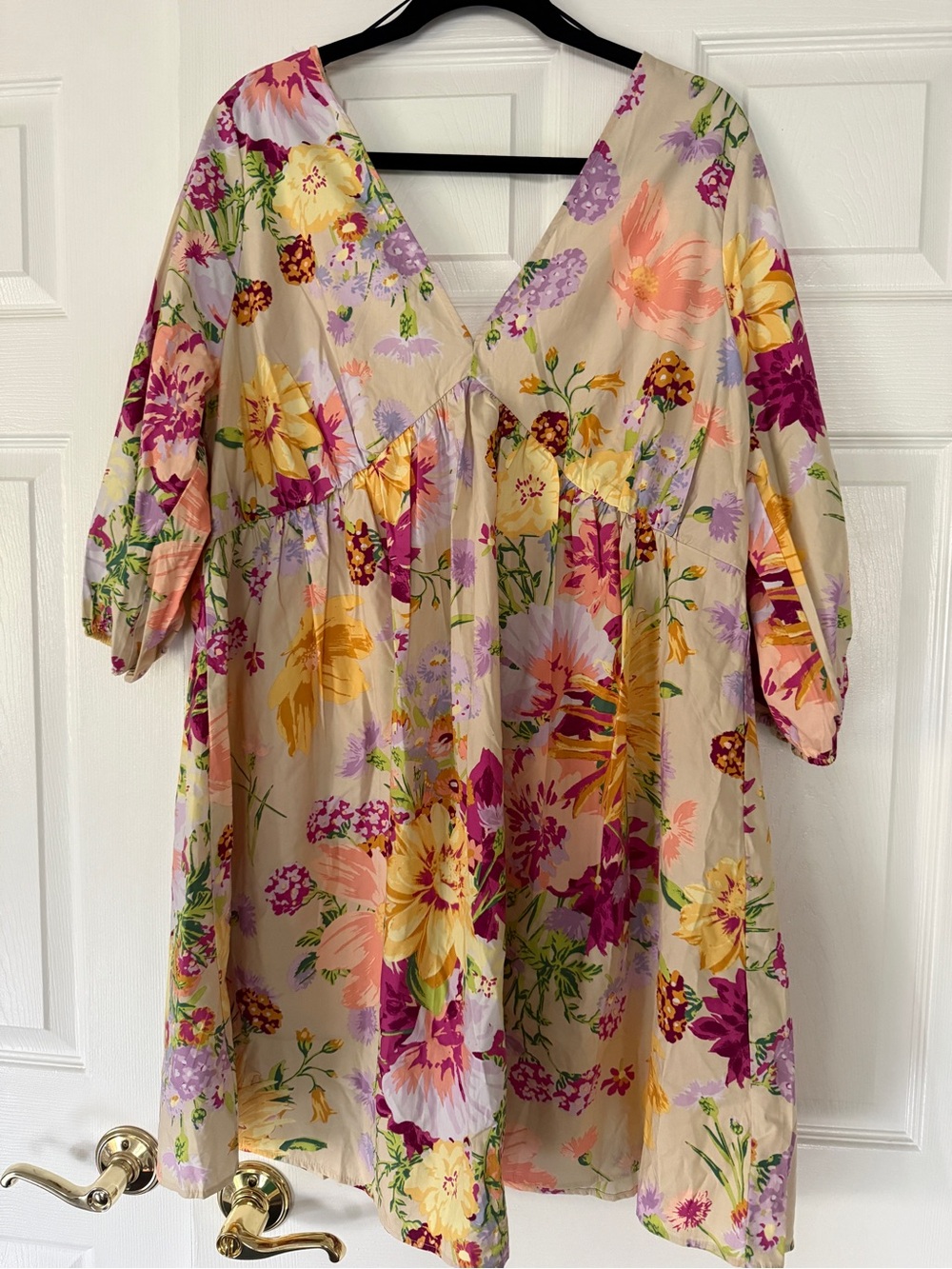 H&M Floral Slip Dress in Cream, Yellow, Pink, Green, Purple